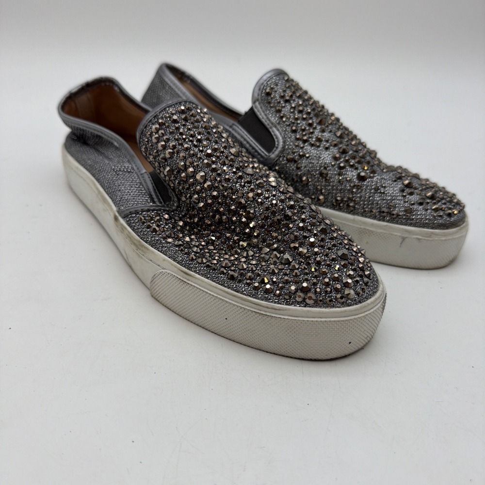 INC International Concepts Sammee Silver Rhinestone Slip On Sneakers Womens 9